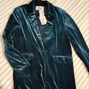 Deep Teal Velvet Blazer